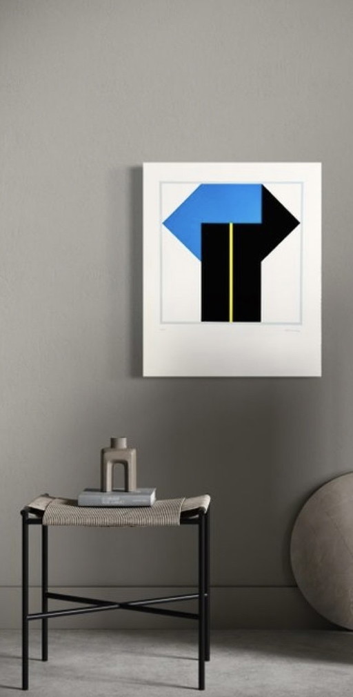Léon Wuidar ( 1938 ) rare constructivist silkscreen from 1986
