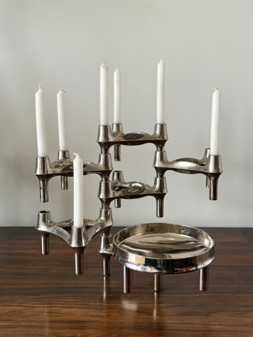 Nagel & Stoffi per BMF - set di candelieri modulari + ciotola anni '70