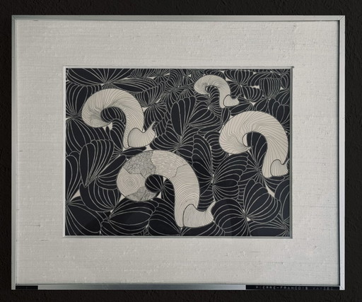 Pierre-Francois Vaysse - Art Brut circa 1970 - Indian ink - framed