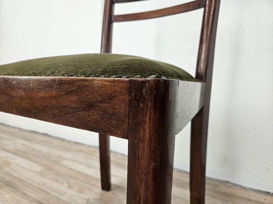 Art Deco eetkamerstoelen van walnoothout en stof, 1940 – Wood, Klassiek (photo 11 of 13)