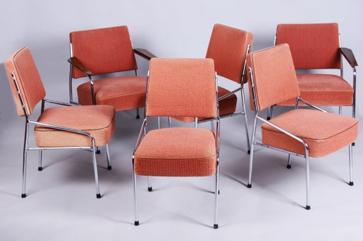 Set of Four Restored Bauhaus Chairs, Tubular Chrome-Plated Steel, Czech, 1940s