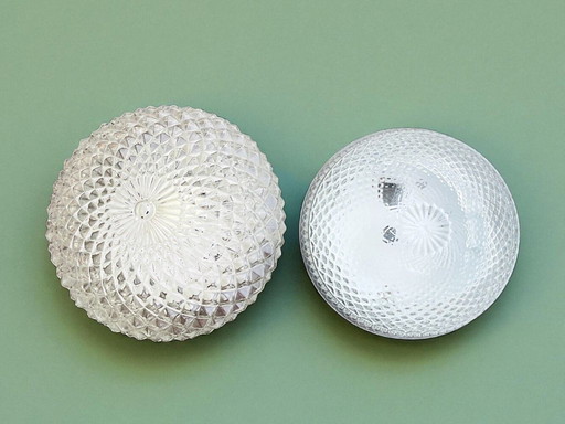 Pair of Glass Flush Mount Lights for Wall or Ceiling