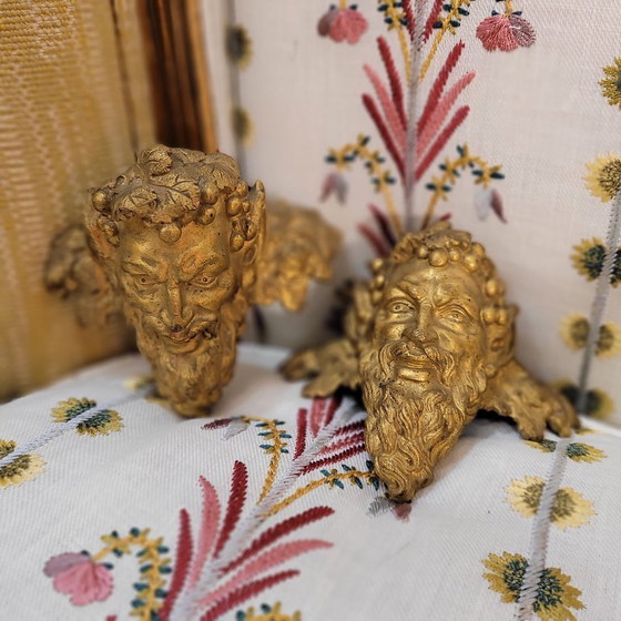 Image 1 of Pair of “Satyr” masks, gilt bronze, Louis XVI, Circa 1790 - France