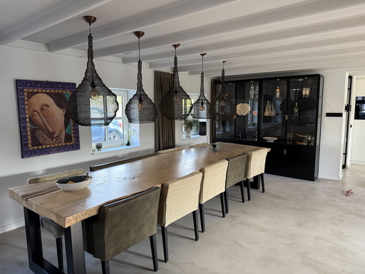 Handmade steel cabinets with LED lighting and brass handles