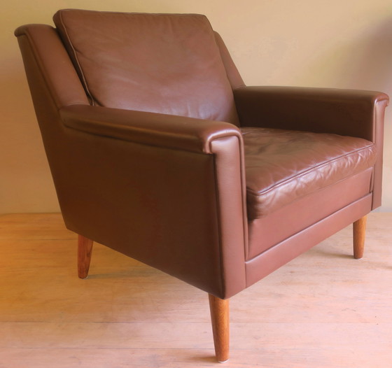 Image 1 of Mid Century Leren Loungestoel, Denemarken 1960