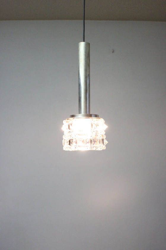 Image 1 of Lampada a sospensione vintage in vetro sfaccettato, anni '70