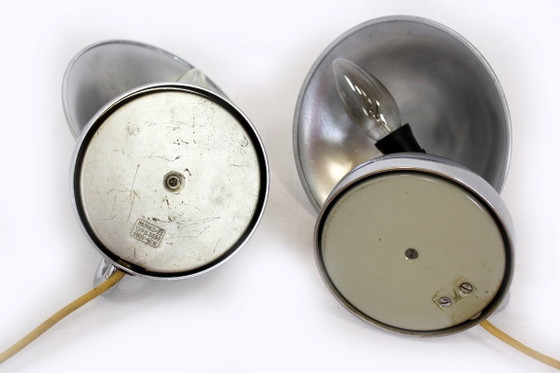 Image 1 of Bauhaus Style Chrome Bedside Table Lamps from Napako, Former Czechoslovakia, 1930s, Set of 2