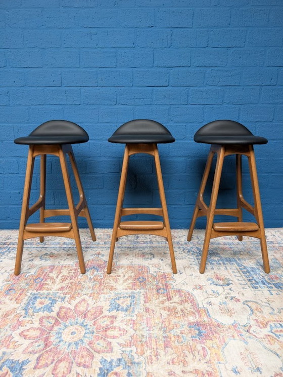 Image 1 of 3x Retro OD61 bar stools, Erik Buch, Hammel Møbelfabrik