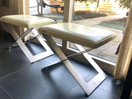 Image 1 of Philipp Plein Jet Set Ottoman Hocker Kruk Croco Leder