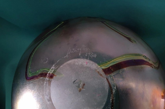 Image 1 of Peter Layton Britse Studio Art Glass Vaas Uniek (1984), Signatuur