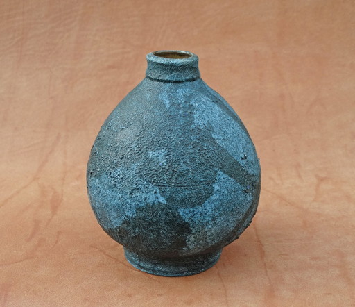 Gerhard Liebenthron (1925-2005, Studio Ceramic 1969, Blaue Rauhe Vase