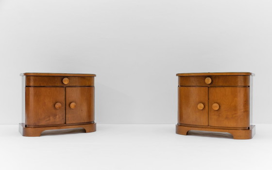 Image 1 of Comodini in legno Art Déco austriaco, set di 2