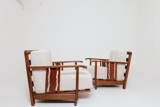 Image 1 of Vintage armchair brutalism style off white corduroy 1960