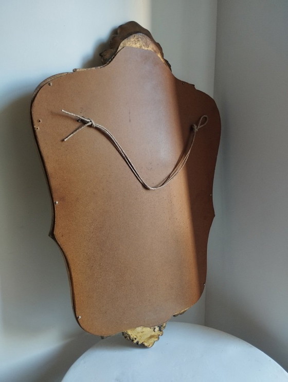 Image 1 of Ancien grand miroir violoné en bois doré style Rocaille Louis XV