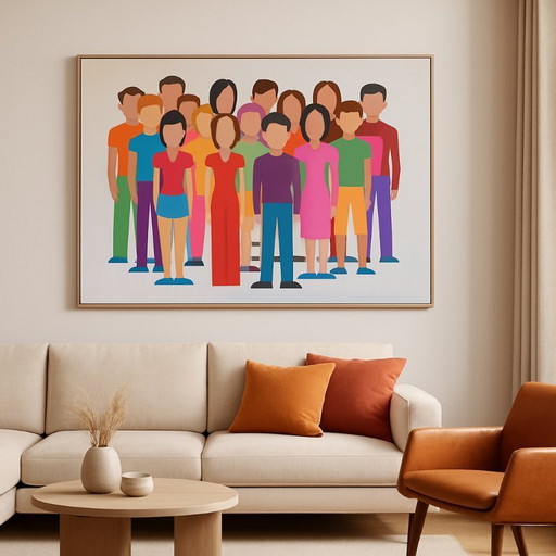 Peinture figurative moderne et colorée | 86 x 114 cm | Acrylique sur MDF