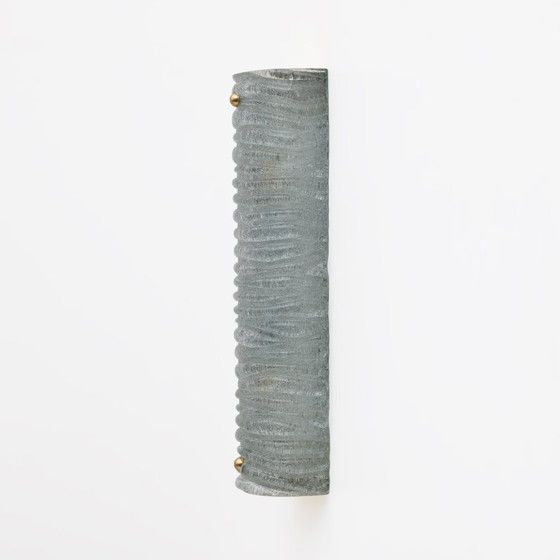 Image 1 of Par de apliques de pared de estilo Art Déco en cristal de Murano color aguamarina y latón de Barovier & Toso