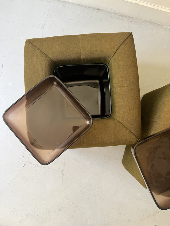 Image 1 of Pair of Cinna Hairstands in Foam and Smoked Plexiglas, Ligne Roset France 1970