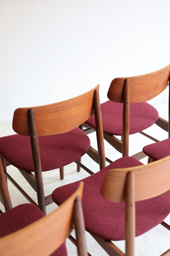 Ensemble de 6 chaises de salle à manger danoises vintage des années 1950/60 – Wood, Textile (photo 7 of 7)
