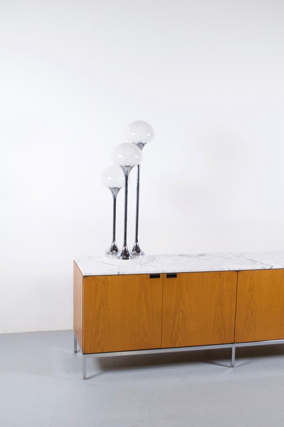 Image 1 of LAMPE ITALIENNE 3 GLOBES ANNÉES 70' DANS LE GOÛT DE REGGIANI