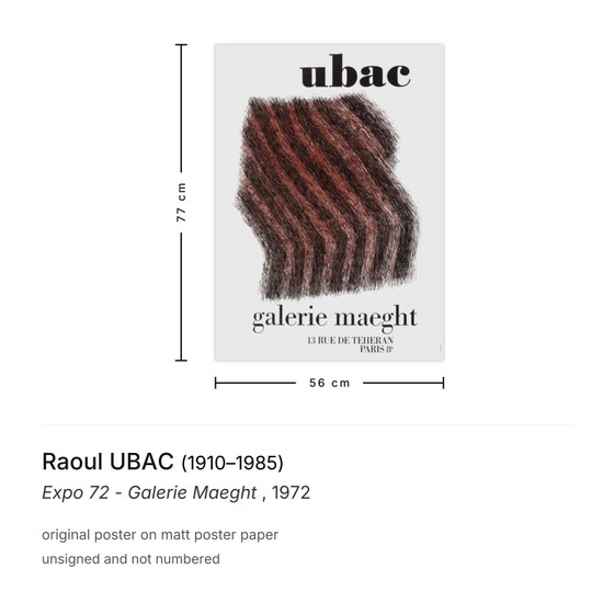 Image 1 of Raoul UBAC Expo - Galerie Maeght-poster 1972