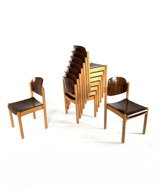9x vintage Sperrholz-Stapelstuhl '60