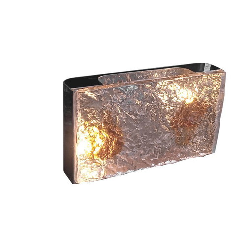 Venini Italy Wandleuchte „Stone“, Design aus den 70er Jahren, dickes Säureglas
