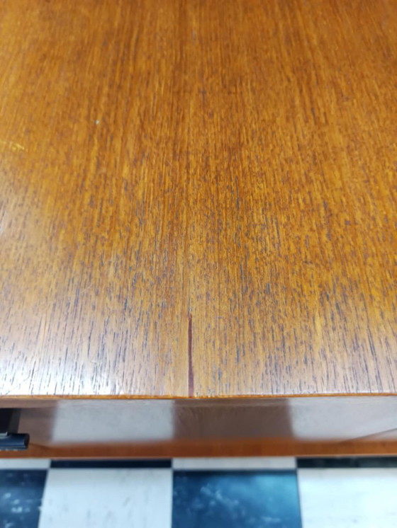 Image 1 of Teakhouten en leren dressoir van Malora, 1955