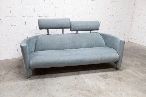 Image 1 of "Negresco" Sofa, designed by Bernard Massot for Neology France, in moiré velvet