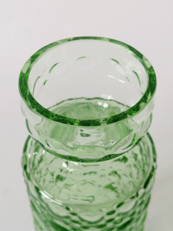 Image 1 of Jacinthe vaas uit het midden van de vorige eeuw | Groen spijkerglas | Duitsland, jaren 70