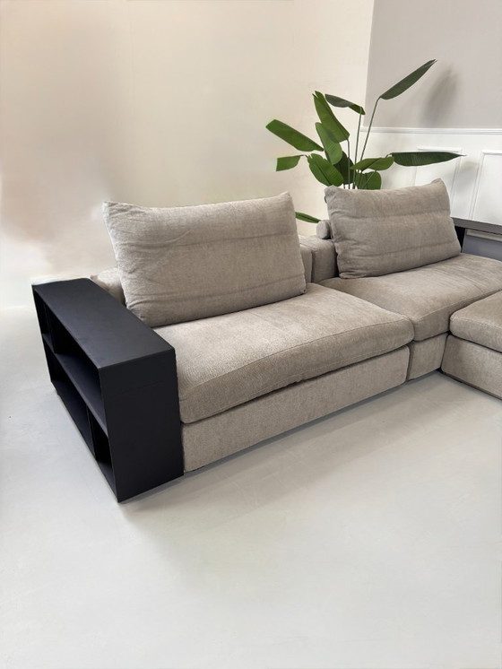 Image 1 of Flexform Groundpiece sofá de diseño de tela gris barro sofá esquinero