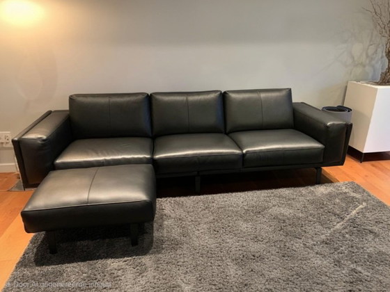 Image 1 of Canapé 3 places Leolux Bellice avec pouf, cuir noir