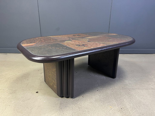 Brutalist slate stone coffee table, 1980s