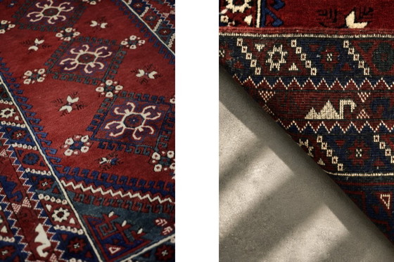 Vintage Red Hand-Woven Oriental Afghan Rug, 1970s – Decorative Objects, Wool (photo 8 of 13)