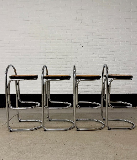 4 Vintage Italy Chrome Barstools – Barkrukken, Metal (photo 20 of 21)