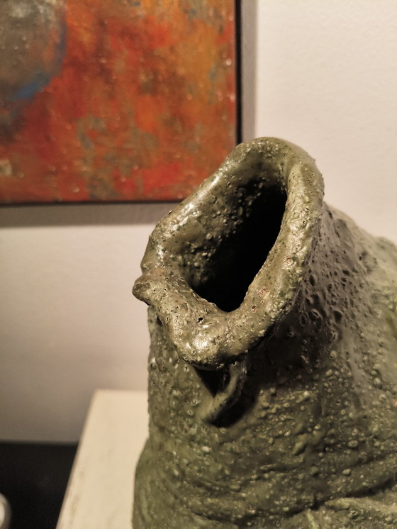 Image 1 of Vintage design modernist heavy handmade ceramic vase stylized fish