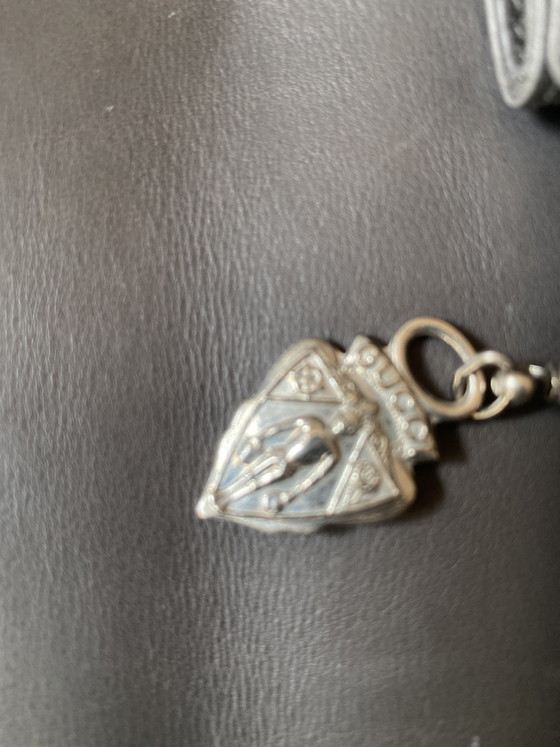 Image 1 of Vintage Gucci clutch van krokodillen- en nappaleer, ongedragen, grijs
