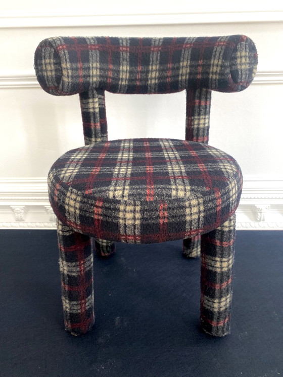 Image 1 of Modern Bauhaus Dining Chair Tartan Upholstery
