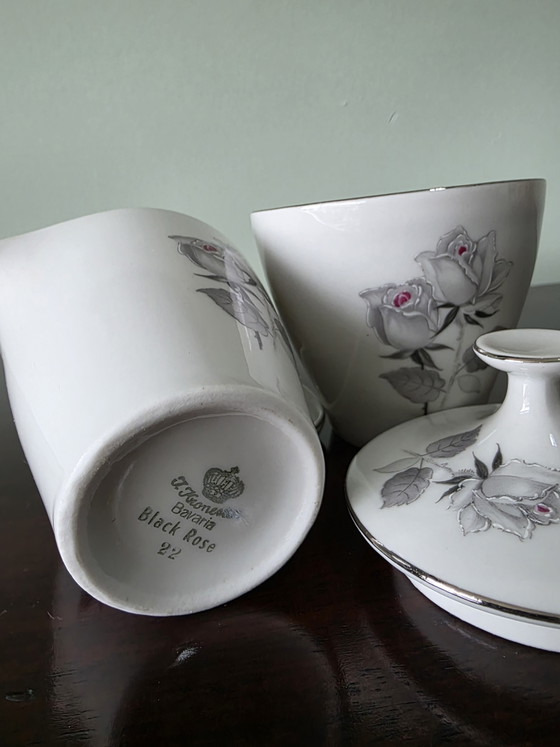 Image 1 of Servizio da caffè Vintage Bavaria Black Rose – 6 persone