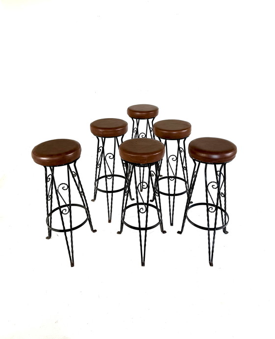 Image 1 of 6 tabourets de bar vintage en fonte des années 60