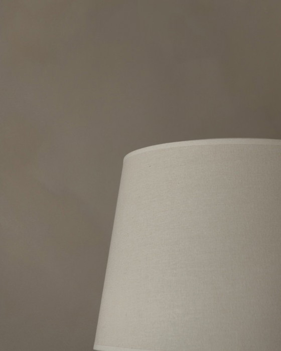 Image 1 of Lampada da terra vintage in teak con paralume in tessuto | Lampada da terra in stile scandinavo moderno | Anni '60-'70