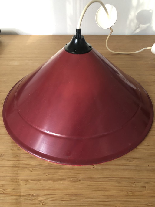 Conisch Metalen Hanglamp Bordeauxrood