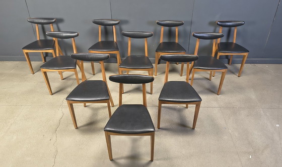 Image 1 of Mid century belgian dining chairs, set of 10, 1960s
