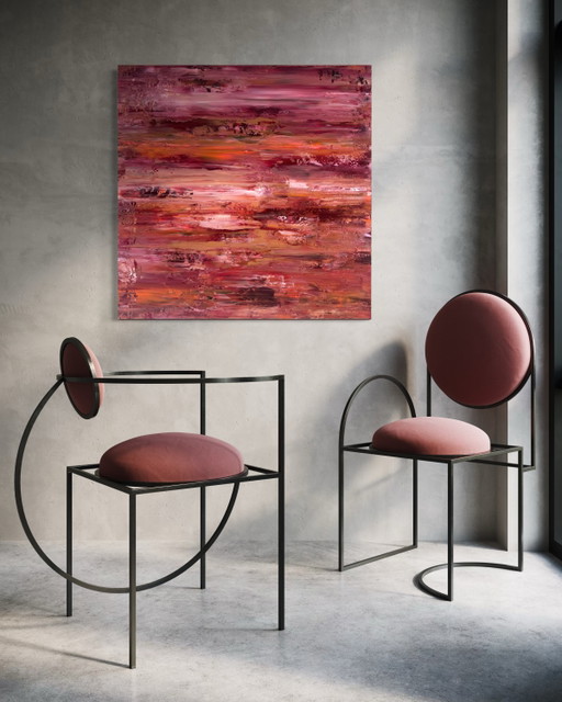 Artwork: Afterglow 100x100x3,8 cm – schilderijen tekeningen, Canvas (photo 2 of 7)