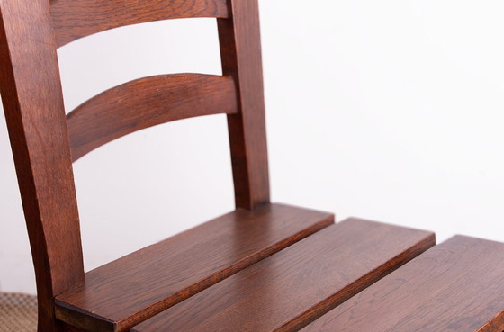 Image 1 of Set di 6 grandi sedie brutaliste in rovere massello, anni '50, nello stile di René Gabriel.