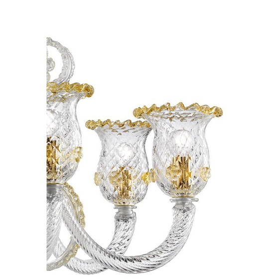 Image 1 of Prunkvoller Rigadin-Kronleuchter aus Muranoglas mit edlem Goldbesatz