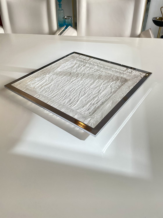 Image 1 of Italienisches Eisglas Tablett aus Acryl und Chrom 