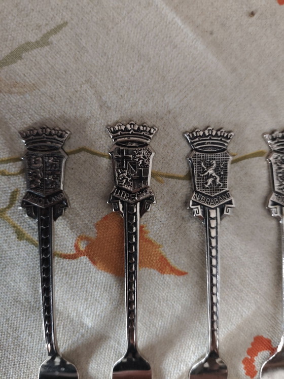 Vintage 6-piece silver-plated souvenir pastry forks, Cutlery Sets, Metal (photo 3 of 5)