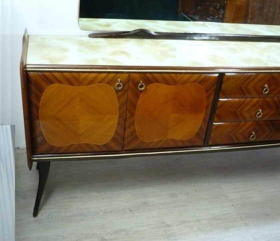 Image 1 of Credenza anni '40-'50 con grande specchio, stile Ital Design Fratelli Rigamonti, Mid Century Modern
