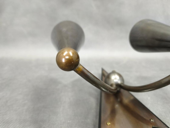 Image 1 of Applique murale Art déco cubiste tchèque, métal et bois, années 1930