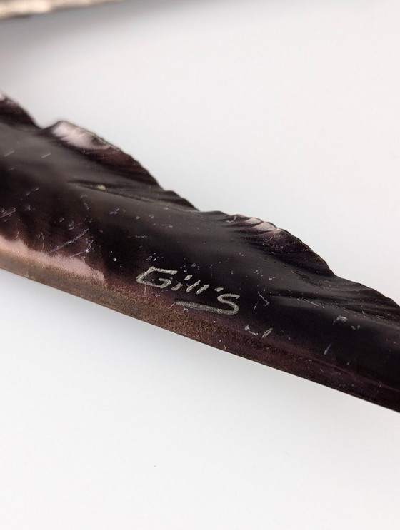 Image 1 of Pair Metal Swallow Wall Sculptures, Signed, 1970s